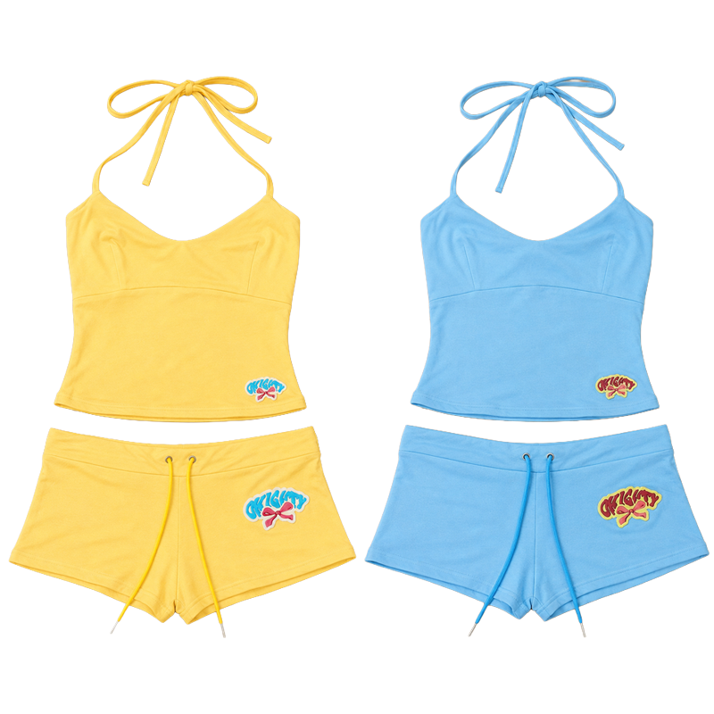 Suspender Tank Top - Damen 2-teiliges kurzes Set, Cami-Top, Shorts-Outfit,