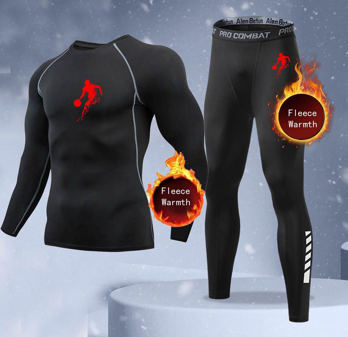 Thermal Long John - Neues 2-teiliges Winter-Wärme-Unterwäscheset für Herren, Fleece-Thermo-Unterhemden,